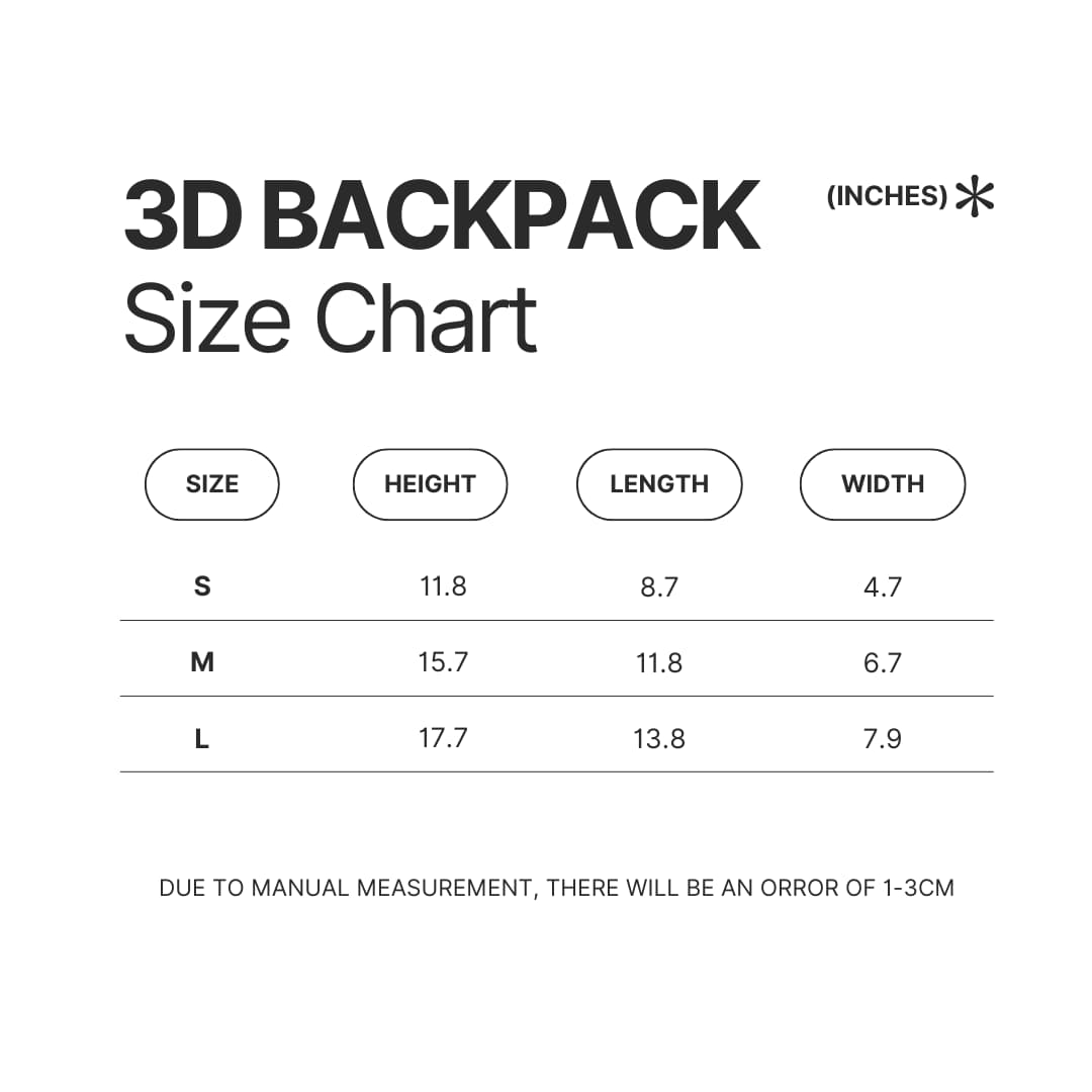 3D Backpack Size Chart - Cavapoo Gifts UK