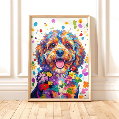 Cavapoo Colourful Dog Pop Fun Vibrant Wall Art
