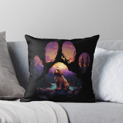 Cavapoo Retro Design Throw Pillow