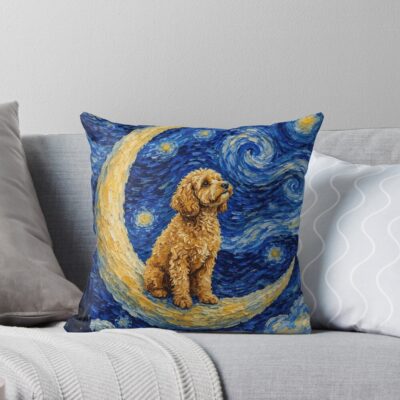 Cavapoo Vintage Artwork Throw Pillow