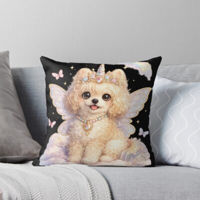 Cavapoo Vintage Illustration Throw Pillow